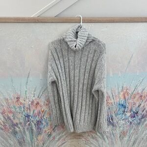 Topshop Oversized Gray Turtle Neck Sweater